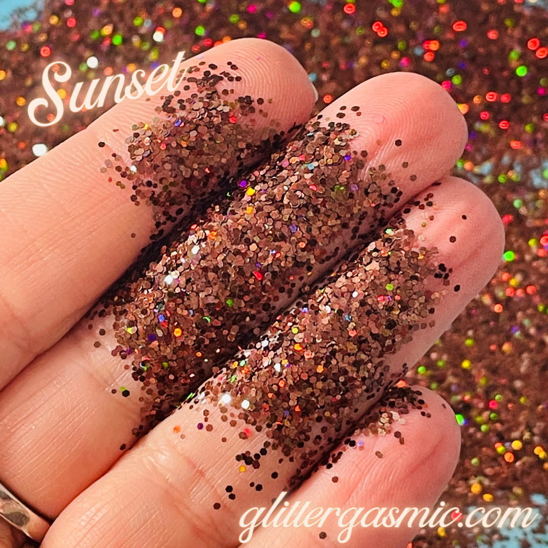 Glitter Sunset Superfine brown holo for pens candles earrings clay resin mugs slime tumblers nail art 2 oz