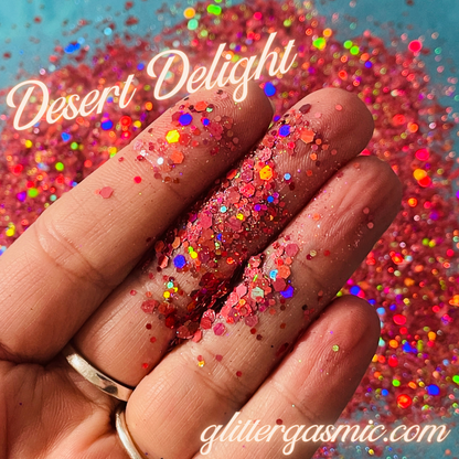 Glitter Desert Delight chunky pink rose holo for pens candles earrings clay resin mugs slime tumblers nail art 2 oz - Create Along 