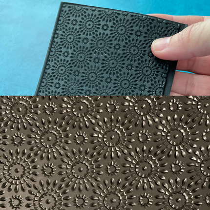 MexiFlowers Rubber Stamp Texture Sheet Mat for polymer clay metal clay mixed media art - Create Along 