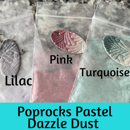 Dazzle Dust Heat Set Poprocks Pastel colors powder coat sealer for clay and metal charms - Create Along 