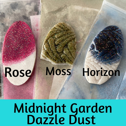Dazzle Dust Heat Set Midnight Garden powder coat sealer for clay and metal charms - Create Along 