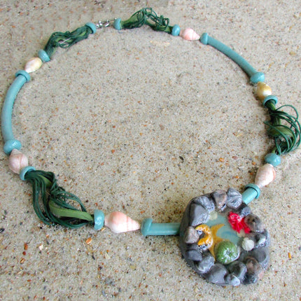 Make a Dimensional Miniature Tidal Pool Polymer Clay Pendant Online Workshop with Cindi McGee - Create Along 