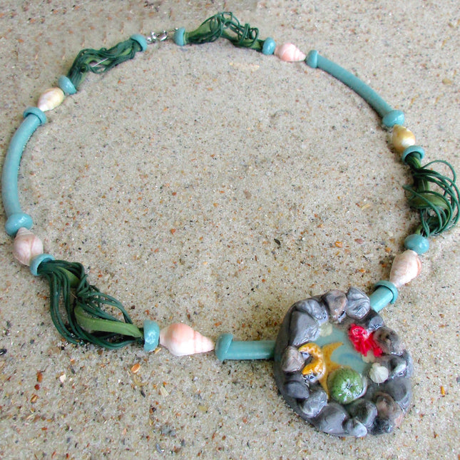 Make a Dimensional Miniature Tidal Pool Polymer Clay Pendant Online Workshop with Cindi McGee - Create Along 
