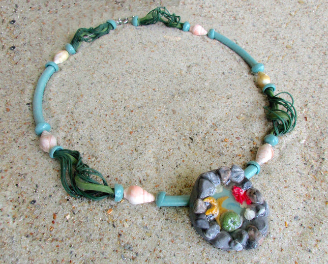 Make a Dimensional Miniature Tidal Pool Polymer Clay Pendant Online Workshop with Cindi McGee - Create Along 
