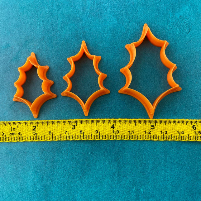 Holly Leaf Leaves Christmas holiday shape Cutter set for polymer clay art jewelry - Create Along 