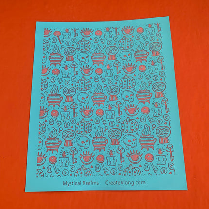 Mystical Realms Halloween Silk Screen Stencil for Polymer Clay, Art Jewelry, Mixed Media - Create Along 