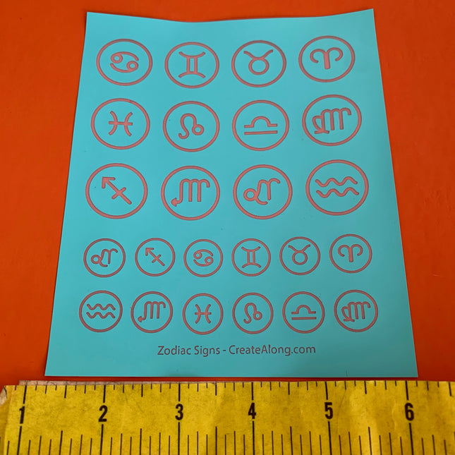 Silk Screen Zodiac Signs Horoscope symbols Stencil For Polymer Clay - Create Along 