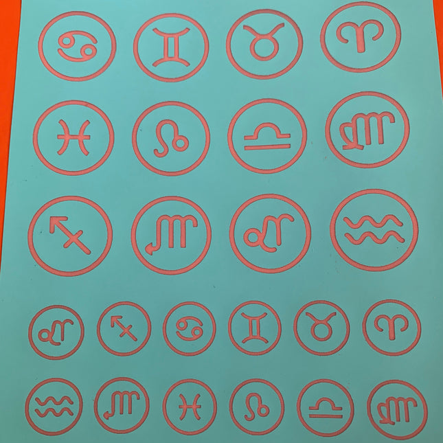 Silk Screen Zodiac Signs Horoscope symbols Stencil For Polymer Clay - Create Along 