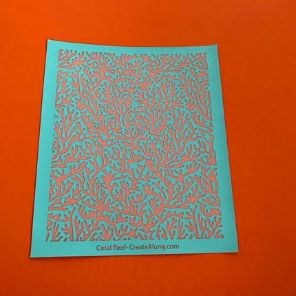 Silk Screen Coral Reef Ocean Beach Stencil for Polymer Clay, Art Jewelry, Mixed Media - Create Along 