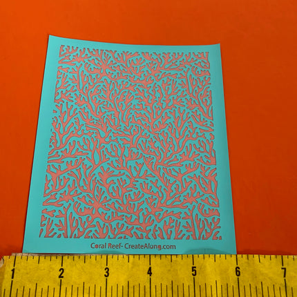 Silk Screen Coral Reef Ocean Beach Stencil for Polymer Clay, Art Jewelry, Mixed Media - Create Along 
