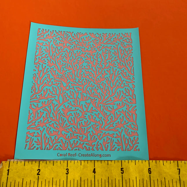 Silk Screen Coral Reef Ocean Beach Stencil for Polymer Clay, Art Jewelry, Mixed Media - Create Along 
