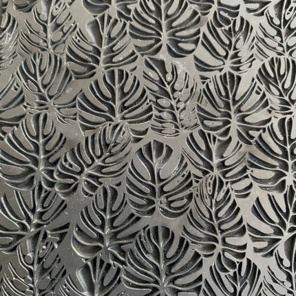 Tropical Large Monstera Leaves plant Rubber Stamp Texture Sheet Mat for polymer clay metal clay mixed media art - Create Along 