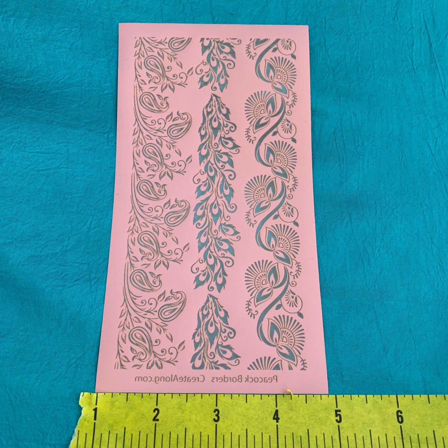 Silkscreen Cindi's Paisley Peacock Borders polymer clay Stencil Pattern - Polymer Clay TV tutorial and supplies