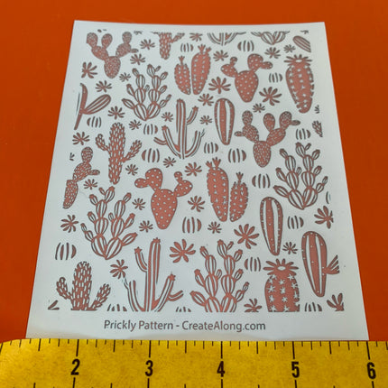 Silk Screen Prickly Cactus Pattern Stencil For Polymer Clay - Create Along 