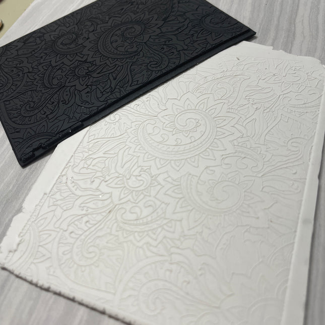 Fern Swirling botanical Rubber Stamp Texture Sheet Mat fine line clay stamp - Create Along 
