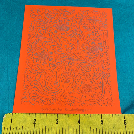 Silkscreen Tooled Leather Faux Stencil for Polymer Clay and Mixed Media - Create Along 