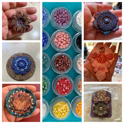 Set of 12 hotFix Cabochons Lots of Colors 4mm ceramic studs hot fix - Create Along 