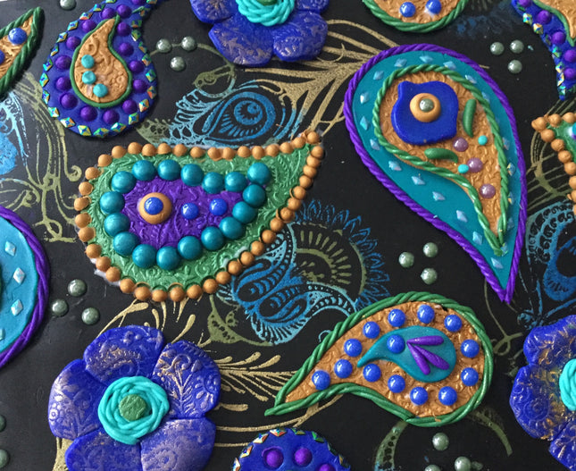 Make a Dimensional Boho Paisley and Peacock Feather Polymer Clay Slab Online Workshop with Cindi McGee - Create Along 