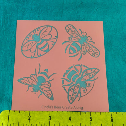 Cindis 4 Bees, polymerclay Silckscreen,stencil - Create Along 