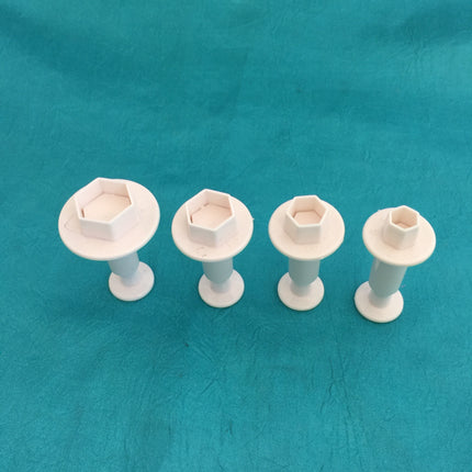 Mini Hexagon Plunger Set of 4 graduated sizes Jewelry Sized polymer clay cutters - Create Along 
