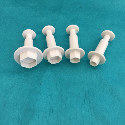 Mini Hexagon Plunger Set of 4 graduated sizes Jewelry Sized polymer clay cutters - Create Along 