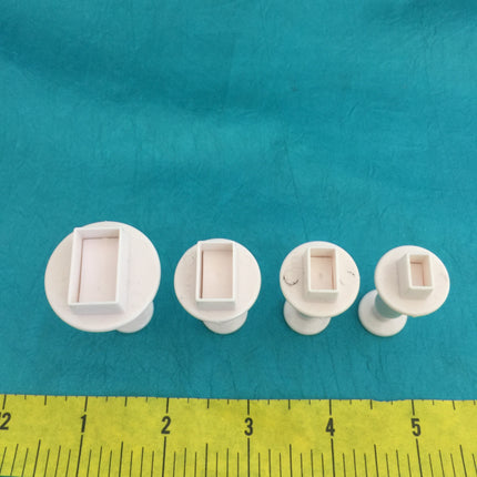 Mini Rectangle Plunger 4 graduated sizes Jewelry Sized polymer clay cutters - Create Along 