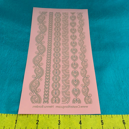 Silkscreen Stencil Henna Borders For Crafting, art jewelry, Polymer Clay + Mixed Media - Create Along 