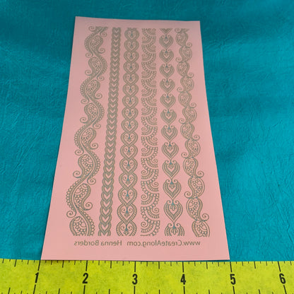 Silkscreen Stencil Henna Borders For Crafting, art jewelry, Polymer Clay + Mixed Media - Create Along 