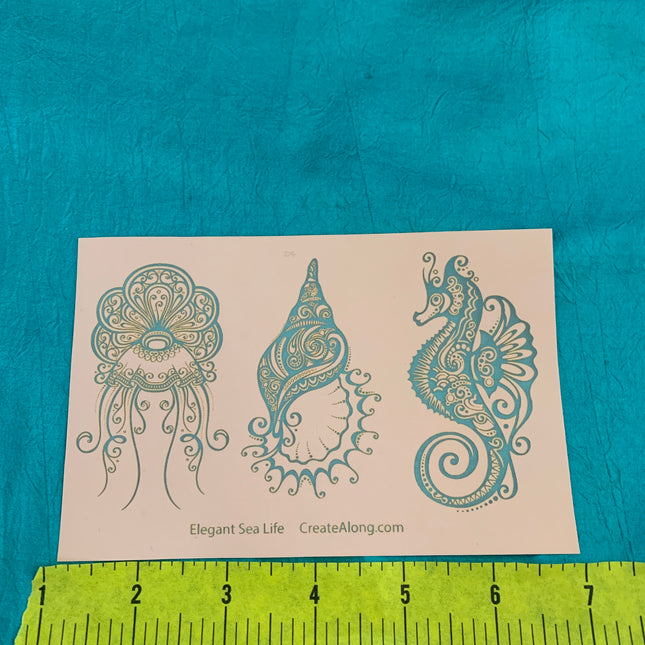 Silkscreen Cindi's Elegant Sea Life polymer clay Stencil Pattern - Create Along 