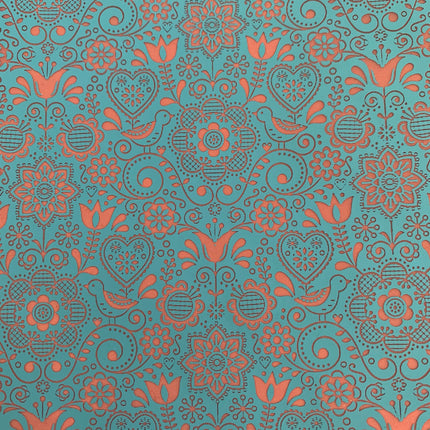 Silkscreen Stencil Folk Floral botanical for Polymer Clay and Mixed Media - Create Along 