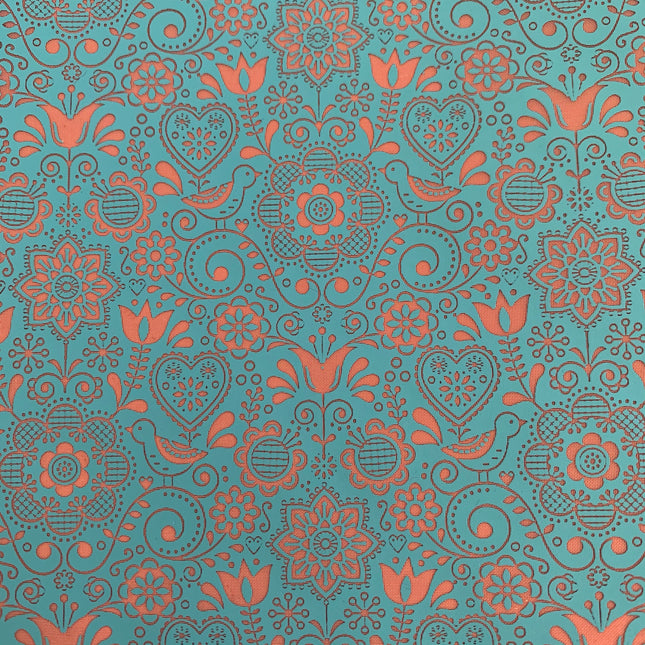 Silkscreen Stencil Folk Floral botanical for Polymer Clay and Mixed Media - Create Along 
