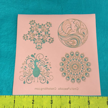 Silk Screen Cindi's Paisley Peacocks polymer clay stencil - Create Along 