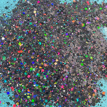 Oil Slick black holographic Chunky Glitter for pens candles earrings clay resin mugs slime tumblers nail art 2 oz - Create Along 