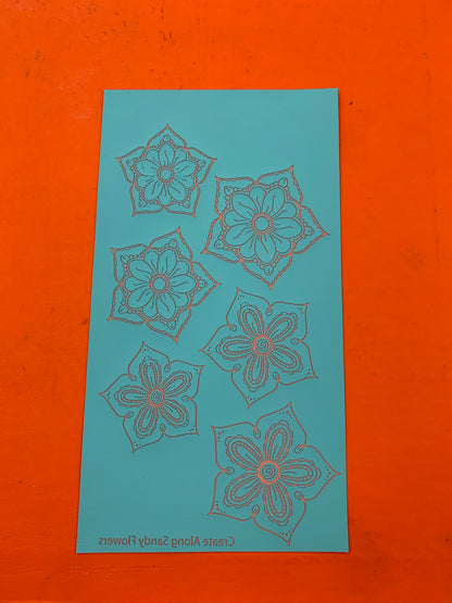 Silkscreen Stencil Sandy's Flowers Henna Boho For Crafting, Polymer Clay + Mixed Media - Create Along 