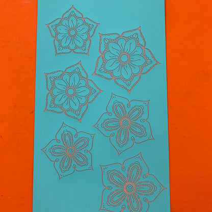 Silkscreen Stencil Sandy's Flowers Henna Boho For Crafting, Polymer Clay + Mixed Media - Create Along 