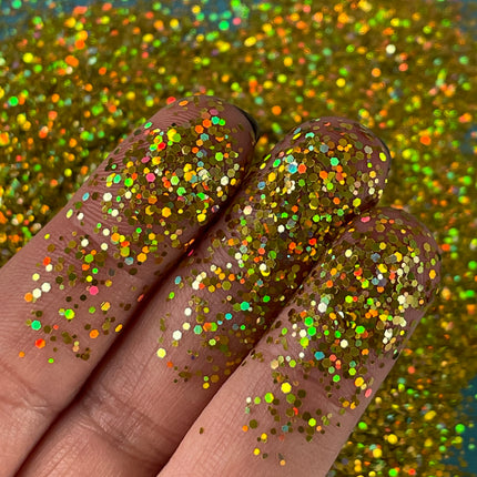 Golden Halo gold holographic Glitter for pens candles earrings clay resin mugs slime tumblers nail art 2 oz - Create Along 