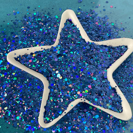 Gulf of Mexico Deep Blue Holographic Chunky Glitter for pens candles earrings clay resin mugs slime tumblers nail art 2 oz - Create Along 