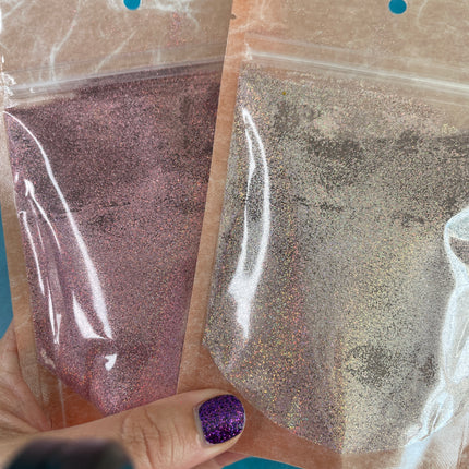 Morning Light Deep Rose Blush Pink Holo Glitter for pens candles earrings clay resin mugs slime tumblers nail art 2 oz - Create Along 