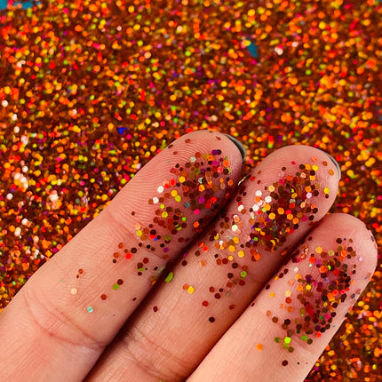 Pumpkin Spice Orange Holographic Glitter for pens candles earrings clay resin mugs slime tumblers nail art 2 oz - Create Along 
