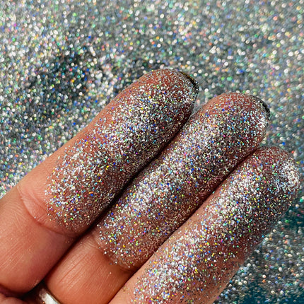 Super Silver ultra fine holographic Glitter for pens candles earrings clay resin mugs slime tumblers nail art 2 oz - Create Along 