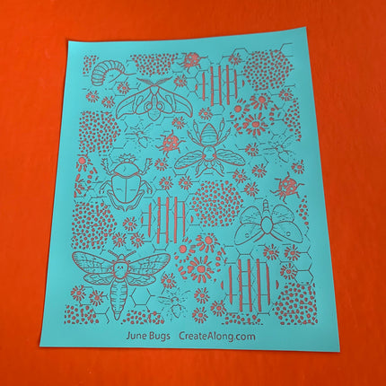 Silk Screen June Bugs Stencil For Polymer Clay - Create Along 