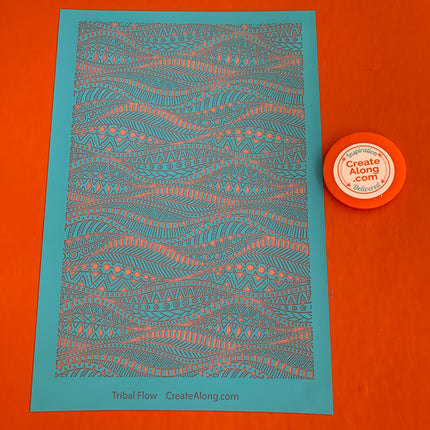 Silkscreen Stencil Tribal Flow boho chic design For Polymer Clay Mixed Media - Create Along 