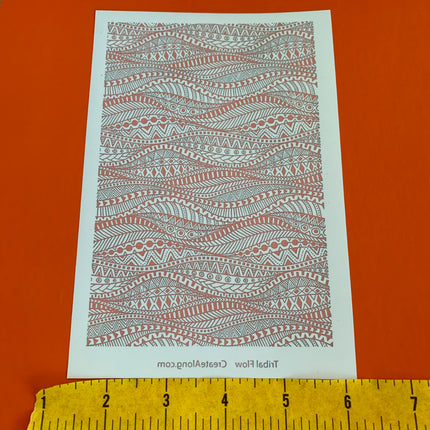 Silkscreen Stencil Tribal Flow boho chic design For Polymer Clay Mixed Media - Create Along 