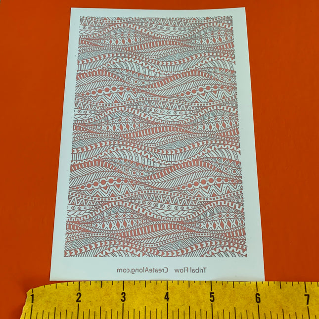 Silkscreen Stencil Tribal Flow boho chic design For Polymer Clay Mixed Media - Create Along 