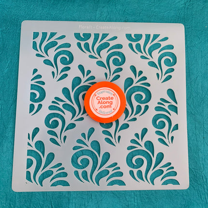 Floral 1 Swirling Mylar Stencil texture sheet for polymer clay earrings art jewelry mixed media - Create Along 