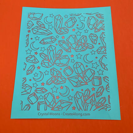 Silk Screen Crystal Moons Stones Stencil For Polymer Clay - Create Along 