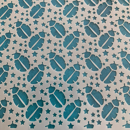 Lady bugs Ladybugs Mylar Stencil texture sheet for polymer clay earrings art jewelry mixed media