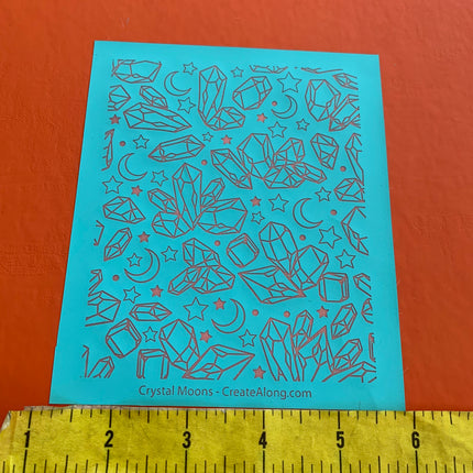 Silk Screen Crystal Moons Stones Stencil For Polymer Clay - Create Along 