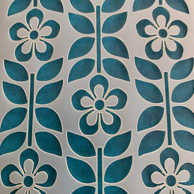 Henna Flower Flip Botanical Mylar Stencil texture sheet for polymer clay earrings art jewelry mixed media - Create Along 