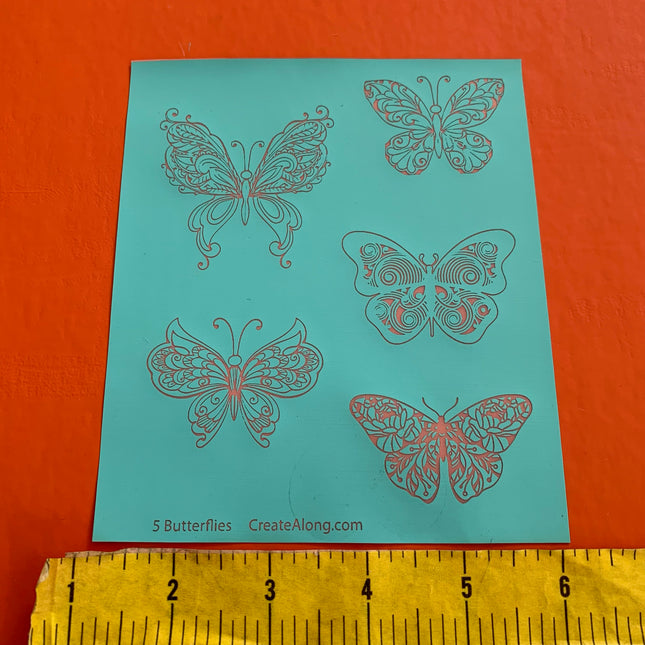 Silkscreen 5 Butterflies Bugs Stencil Polymer Clay Earrings Art Jewelry Crafting Butterfly - Create Along 